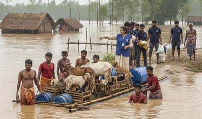 असम बाढ़: पशुधन बचाना बना सबसे बड़ी चुनौती, सरकार और स्वयंसेवी संगठन राहत कार्य में जुटे